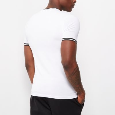 White sporty muscle fit T-shirt